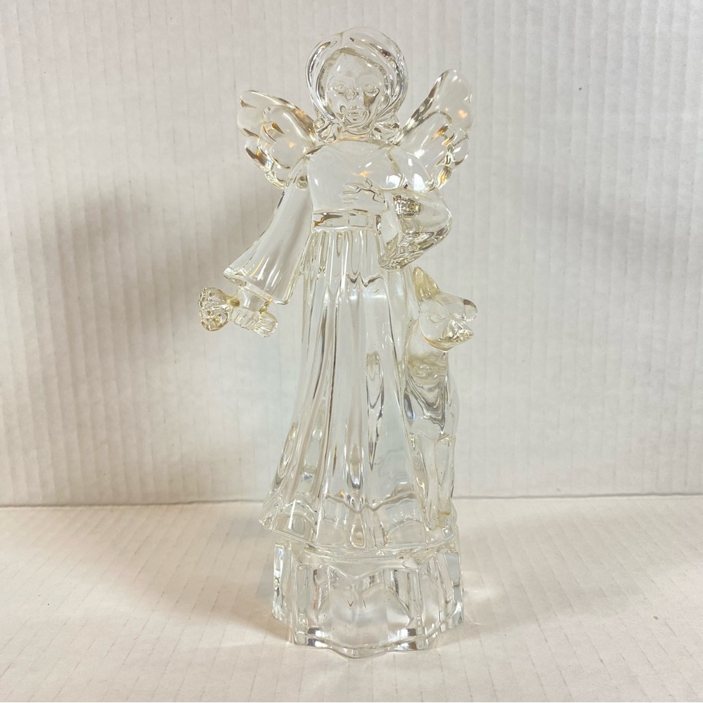 Mikasa Herald Collection Crystal Christmas Angel Figurine with Fawn Vintage